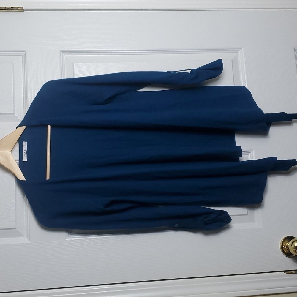 Ricki's Drapped Open Front Blue Cardigan Roll up Sleeves Size Medium